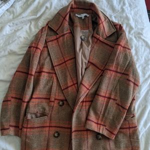 Long plaid trench coat